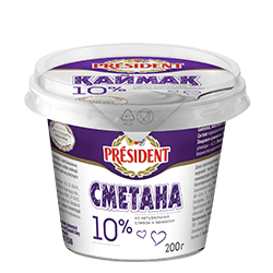 Сметана PRESIDENT 10% 200 г.